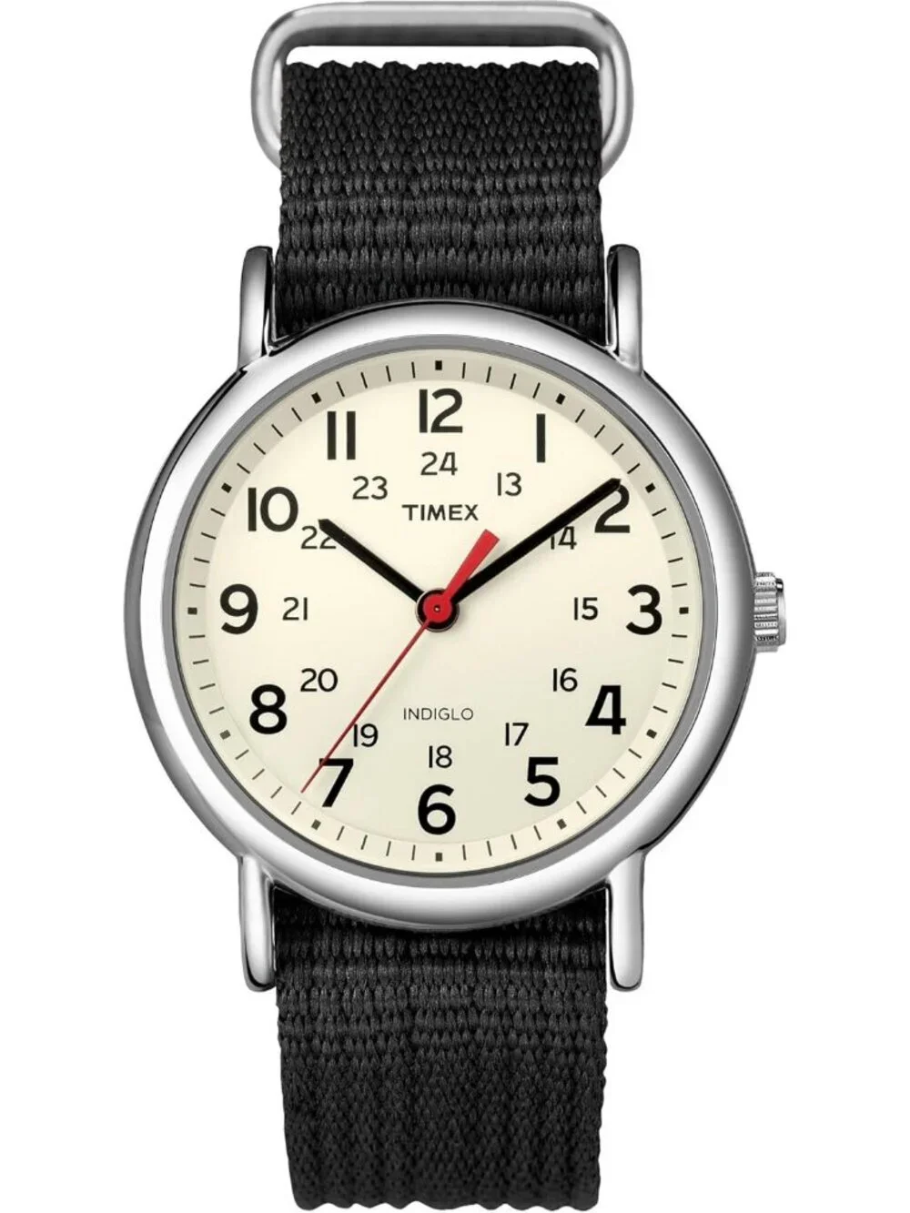 Unisex Black And White Analog Quartz Nylon Fabric Slip Adjustable Durable Watch